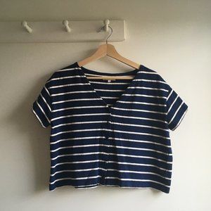 Madewell V-Neck Button-Front Boxy-Crop Tee